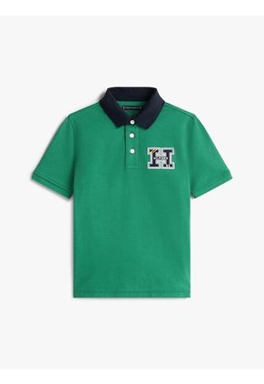 Polo Verde Manga Corta Con Logo Gráfico Tommy Hilfiger