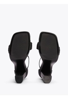 Sandalias Negro De Cuero Con Tira Y Tacón Alto Tommy Hilfiger