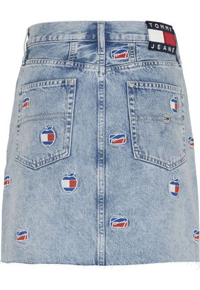 Falda Vaquera De Algodón Reciclado Con Logos Mujer Azul Tommy Jeans