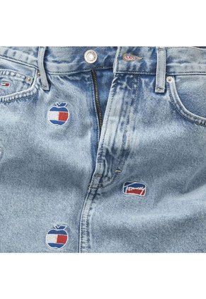 Falda Vaquera De Algodón Reciclado Con Logos Mujer Azul Tommy Jeans