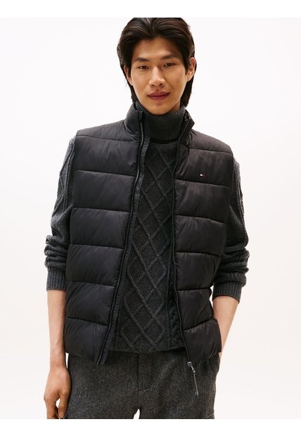 Chaleco Negro De Cuello Alto Acolchado Tommy Hilfiger