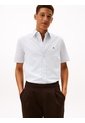 Camisa Celeste Flex Poplin De Rayas Manga Corta Con Logo Tommy Hilfiger de Tommy Hilfiger