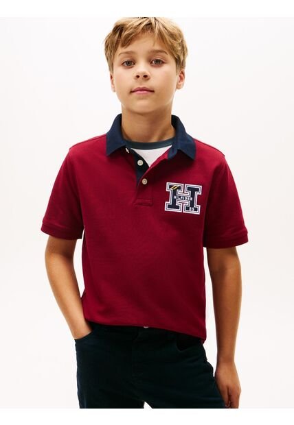 Polo Rojo Manga Corta Con Logo Gráfico Tommy Hilfiger