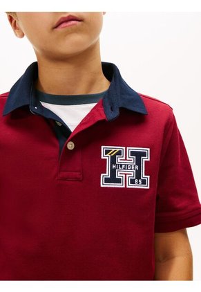 Polo Rojo Manga Corta Con Logo Gráfico Tommy Hilfiger