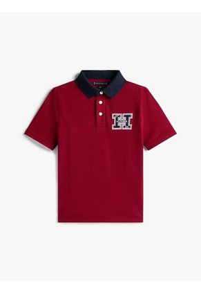 Polo Rojo Manga Corta Con Logo Gráfico Tommy Hilfiger