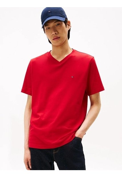 Camiseta Roja De Cuello En V Tommy Hilfiger