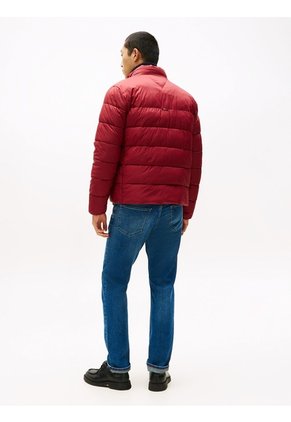 Chaqueta Roja De Cuello Alto Acolchada Con Logo Tommy Hilfiger