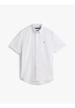 Camisa Celeste Flex Poplin De Rayas Manga Corta Con Logo Tommy Hilfiger de Tommy Hilfiger