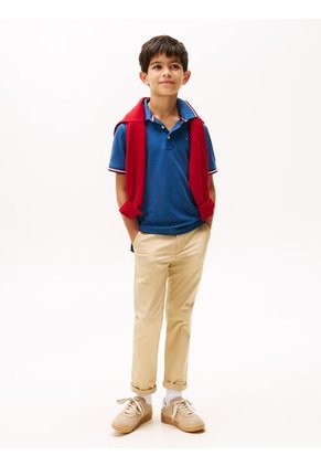 Polo Azul Manga Corta Con Logo Tommy Hilfiger