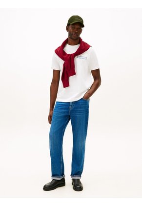 Camiseta Blanca De Cuello Redondo Con Logo Estampado Tommy Hilfiger