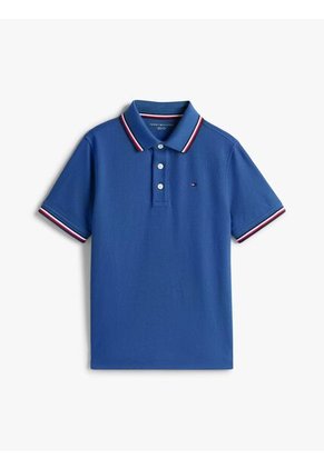 Polo Azul Manga Corta Con Logo Tommy Hilfiger