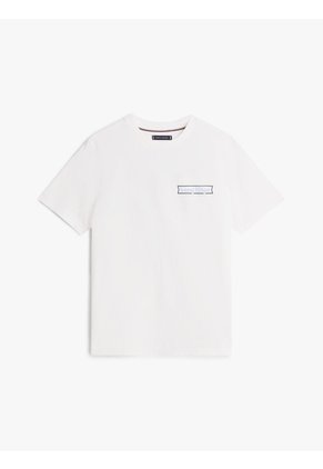 Camiseta Blanca De Cuello Redondo Con Logo Estampado Tommy Hilfiger