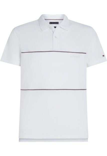 Polo Blanco Con Diseño Global Stripe De Corte Regular Tommy Hilfiger