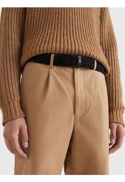 Cinturon Trenzado Elástico Negro Tommy Hilfiger