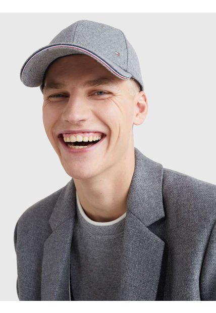 Gorra Elevated Con Ribete Distintivo Gris Tommy Hilfiger