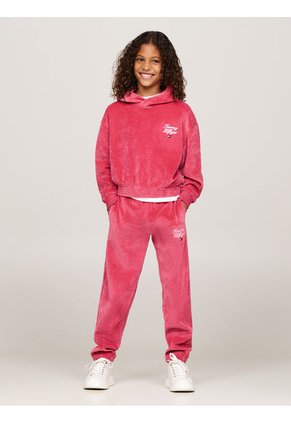 Buzo Rosa Niña Con Capota Y Logo Script Tommy Hilfiger