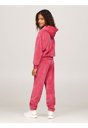 Buzo Rosa Niña Con Capota Y Logo Script Tommy Hilfiger