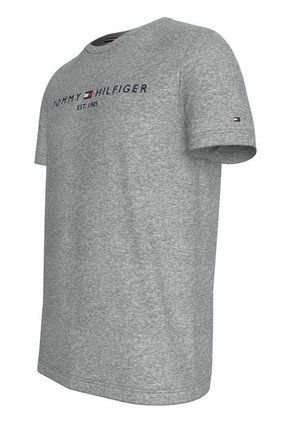 Camiseta Gris Con Logo Bordado En El Pecho Tommy Hilfiger