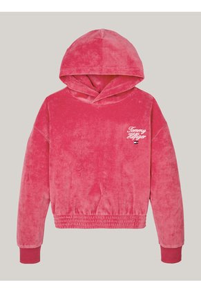 Buzo Rosa Niña Con Capota Y Logo Script Tommy Hilfiger