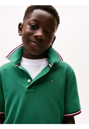 Polo Verde Manga Corta Con Logo Tommy Hilfiger