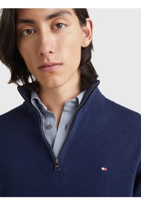 Suéter De Cuello Perkins Con Media Cremallera Azul Tommy Hilfiger