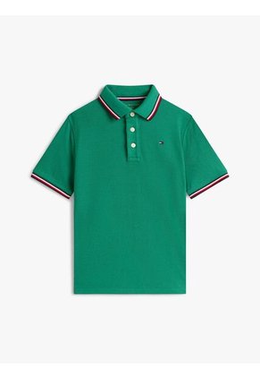 Polo Verde Manga Corta Con Logo Tommy Hilfiger