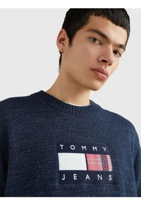 Saco De Corte Amplio Con Logo De Tartán Hombre Azul Tommy Jeans