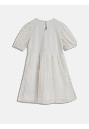 Vestido Blanco Manga Corta Con Logo Tommy Hilfiger