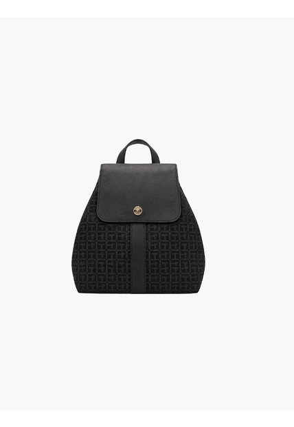 Morral Negro Estructurada Con Solapa Tommy Hilfiger