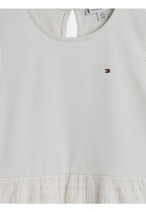 Vestido Blanco Manga Corta Con Logo Tommy Hilfiger