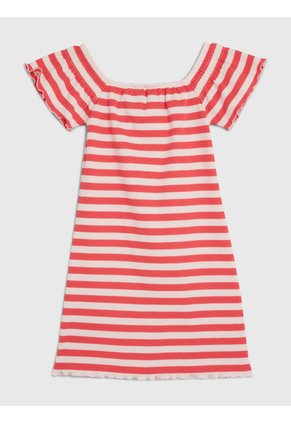 Vestido Rosado A Rayas Con Escote Hombros Descubiertos Tommy Hilfiger