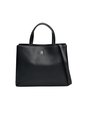 Bolso Negro Satchel Con Monograma Metálico Tommy Hilfiger de Tommy Hilfiger