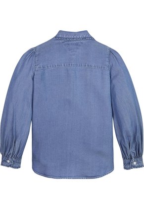 Camisa Azul Manga Larga Con Cuello De Volantes Tommy Hilfiger