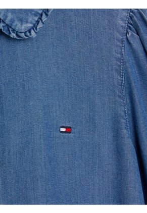 Camisa Azul Manga Larga Con Cuello De Volantes Tommy Hilfiger