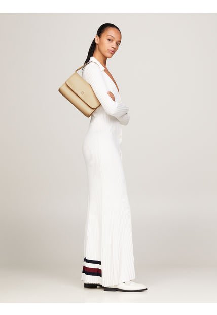 Bolso Beige De Hombro Pequeño Con Monotipo Hilfiger Tommy Hilfiger