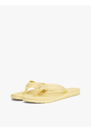 Sandalias Amarillo Con Inscripción Tonal En Tiras Tommy Hilfiger