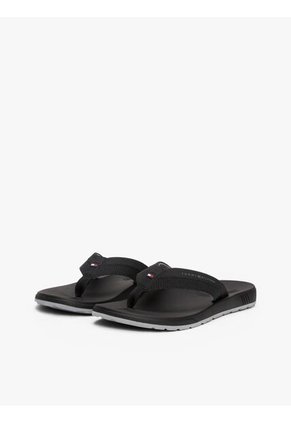 Sandalias Negro Con Logo En Tiras Texturizadas Tommy Hilfiger