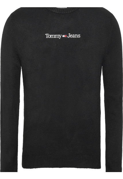 Suéter De Puro Algodón Orgánico Con Logo Negro Tommy Jeans