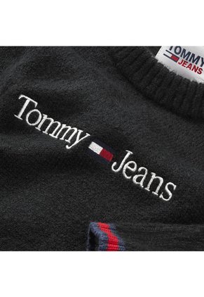 Suéter De Puro Algodón Orgánico Con Logo Negro Tommy Jeans