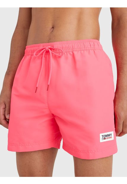 Bermuda De Medio Largo Con Parche Con Logo Hombre Rosa Tommy Jeans