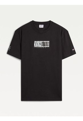 Camiseta Clásica Con Logo Metalizado Negro Tommy Jeans