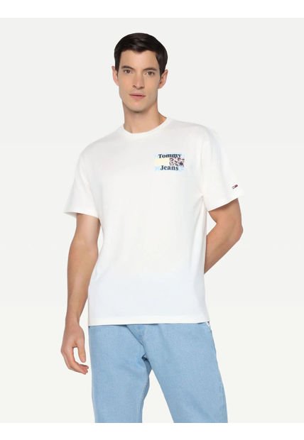 Camiseta Con Logo En El Pecho Blanco Tommy Jeans