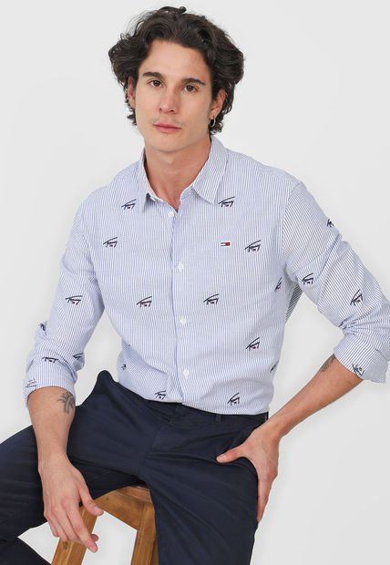 Camisa Azul-Blanco Tommy Hilfiger