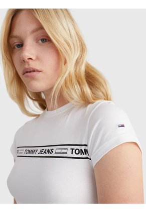 Body Cut-Out Con Cinta Con Inscripción Blanco Tommy Jeans