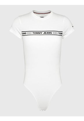 Body Cut-Out Con Cinta Con Inscripción Blanco Tommy Jeans