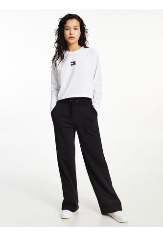 Tommy Jeans - Joggers Essential De Pernera Ancha Con Parche Mujer Negro Tommy Jeans