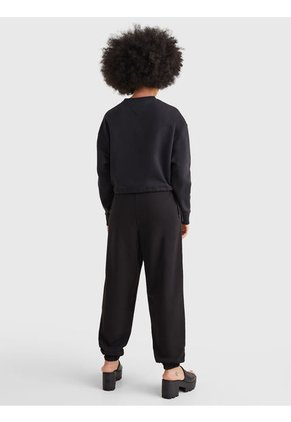 Sudadera Cropped Con Parche Y Cordón Negro Tommy Jeans