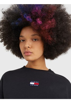 Sudadera Cropped Con Parche Y Cordón Negro Tommy Jeans