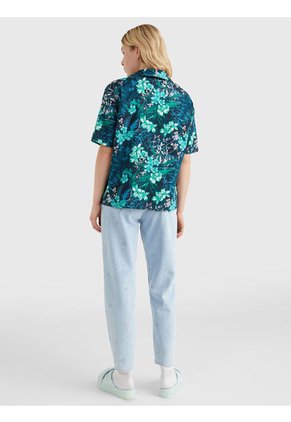 Camisa De Manga Corta Con Estampado Tropical Verde Tommy Jeans