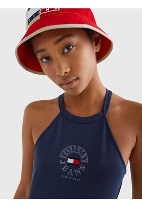 Vestido Bodycon De Espalda Deportiva Mujer Azul Tommy Jeans